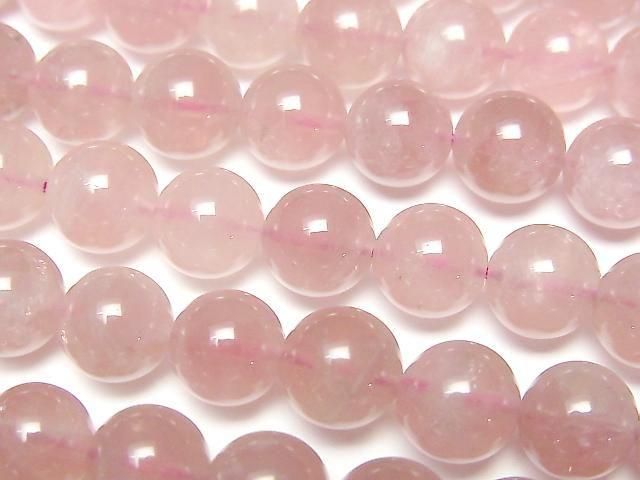 【動画】マダガスカル産ディープローズクォーツAA+ ラウンド8mm 半連/1連(約36cm)の画像
