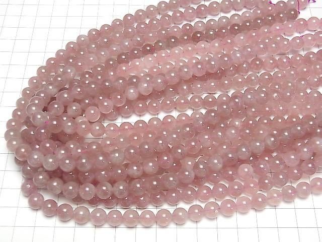 【動画】マダガスカル産ディープローズクォーツAA+ ラウンド8mm 半連/1連(約36cm) サムネイル4