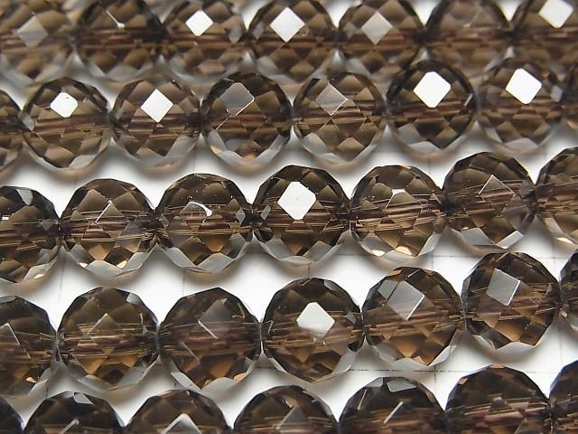 【動画】【素晴らしい輝き】スモーキークォーツAAA 64面ラウンドカット8mm 半連/1連(約37cm) サムネイル2