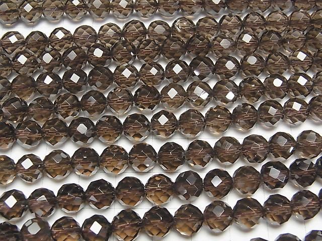 【動画】【素晴らしい輝き】スモーキークォーツAAA 64面ラウンドカット8mm 半連/1連(約37cm) サムネイル3