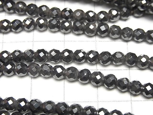 【動画】【素晴らしい輝き】2本680円!◆磁気入り◆ヘマタイト ラウンドカット4mm 1連(約36cm) サムネイル2