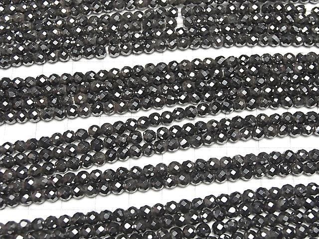 【動画】【素晴らしい輝き】2本680円!◆磁気入り◆ヘマタイト ラウンドカット4mm 1連(約36cm) サムネイル3
