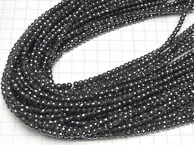 【動画】【素晴らしい輝き】2本680円!◆磁気入り◆ヘマタイト ラウンドカット4mm 1連(約36cm) サムネイル4