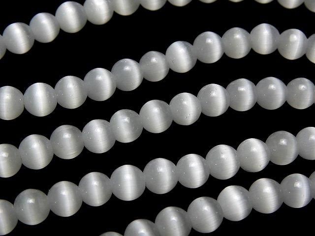 【動画】グレーカラーキャッツアイ ラウンド4mm 1連(約34cm)の画像