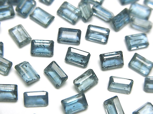 【動画】宝石質インディゴブルーカイヤナイトAAA-　ルース　レクタングルファセットカット6×4mm　3粒