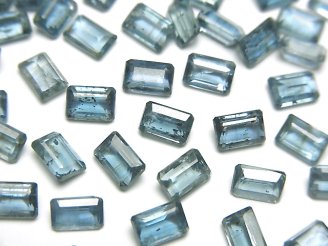 【動画】宝石質インディゴブルーカイヤナイトAAA-　ルース　レクタングルファセットカット6×4mm　4粒