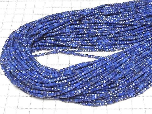 【動画】【素晴らしい輝き】ラピスラズリAA 極小キューブカット2×2×2mm 1連(約37cm) サムネイル4