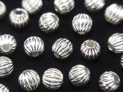 Silver925 ライン入りラウンド(コルゲートビーズ) 【3mm】【4mm】【5mm】【6mm】 No.1 5個の画像