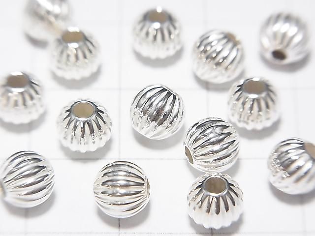Silver925 ライン入りラウンド(コルゲートビーズ) 【3mm】【4mm】【5mm】【6mm】 No.1 5個 サムネイル2