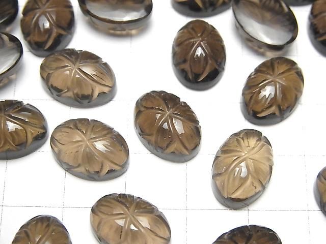 【動画】宝石質スモーキークォーツAAA 彫刻入りオーバル カボション14×10mm 3個 サムネイル3