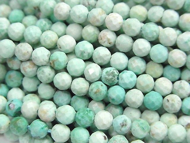 【動画】【素晴らしい輝き】ペルー産クリソコラAA+ ラウンドカット4mm 1連(約36cm)の画像