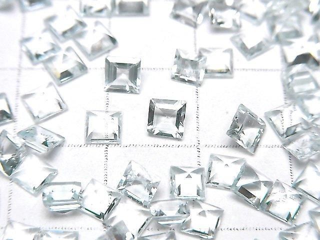 【動画】宝石質アクアマリンAAA- ルース スクエアファセットカット4×4mm 5粒 サムネイル2