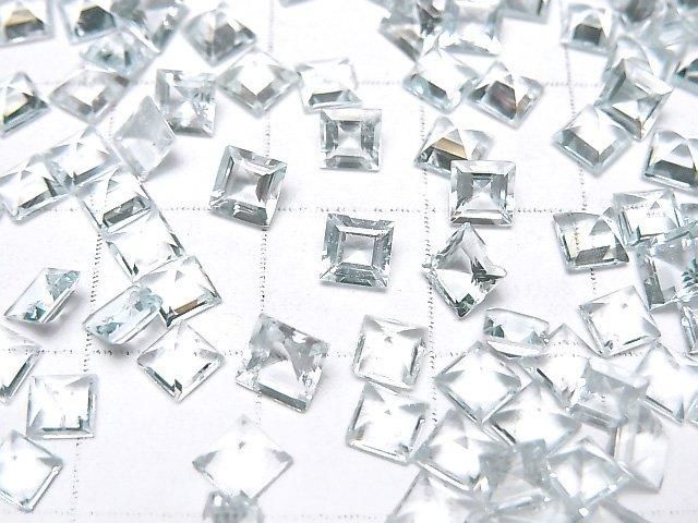 【動画】宝石質アクアマリンAAA- ルース スクエアファセットカット4×4mm 5粒 サムネイル3
