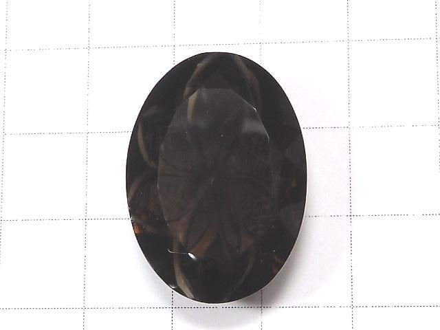 【動画】【1点もの】宝石質スモーキークォーツAAA ルース 彫刻入りファセットカット 1粒 NO.40 サムネイル2