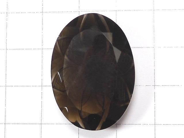 【動画】【1点もの】宝石質スモーキークォーツAAA ルース 彫刻入りファセットカット 1粒 NO.45 サムネイル2