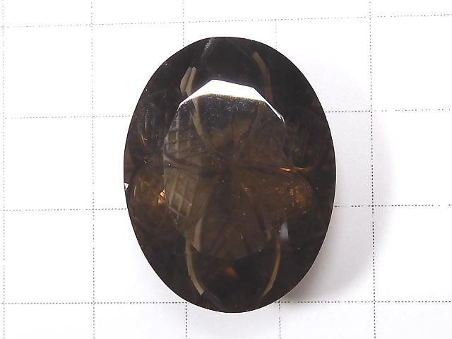 【動画】【1点もの】宝石質スモーキークォーツAAA ルース 彫刻入りファセットカット 1粒 NO.49 サムネイル2