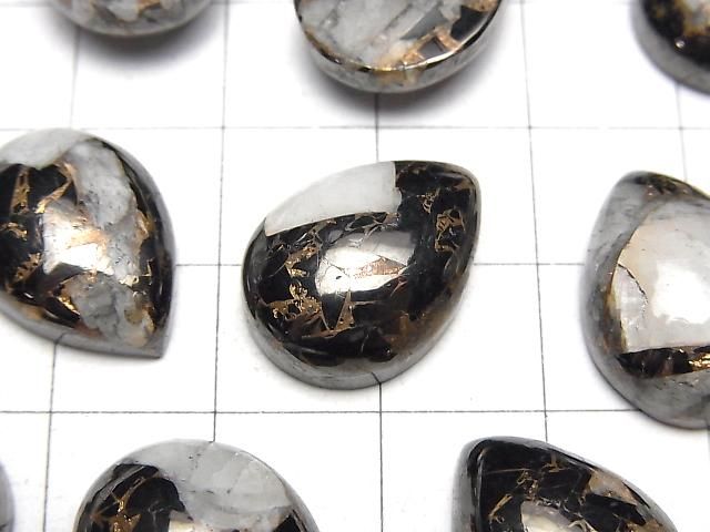 【動画】コッパーカルサイトオブシディアンAAA ペアシェイプ カボション18×13mm 2個 サムネイル2