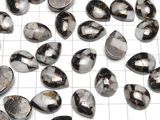 【動画】コッパーカルサイトオブシディアンAAA ペアシェイプ カボション18×13mm 2個 サムネイル4
