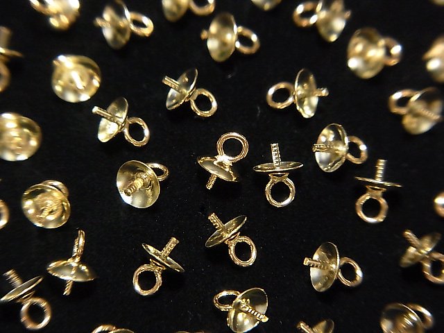 K14 Yellow Gold】ヒートン(突き刺し)ピン 4×4mm 1個 - 天然石