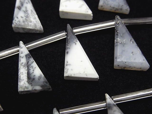【動画】デンドライトオパール フラット トライアングル18×9mm 1連(9粒)の画像