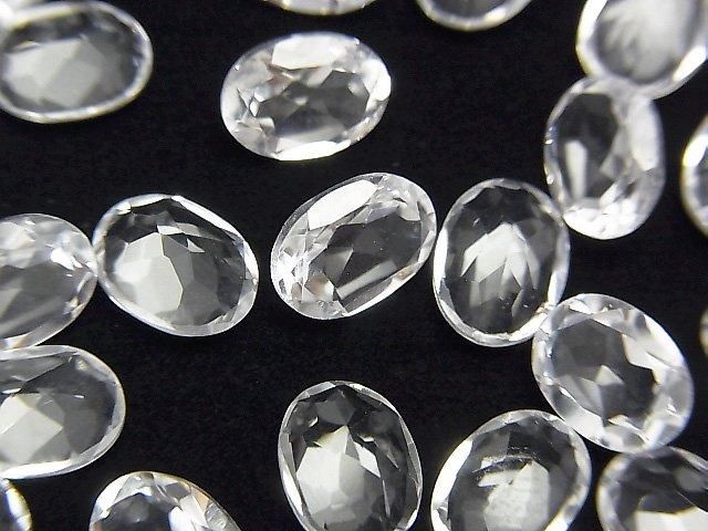 【動画】宝石質クリスタルAAA ルース オーバルファセットカット8×6mm 5粒の画像