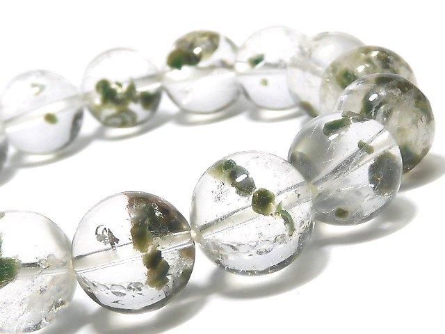 【動画】【1点もの】グリーンマイカインクォーツ ラウンド13mm 1連(ブレス) NO.1の画像