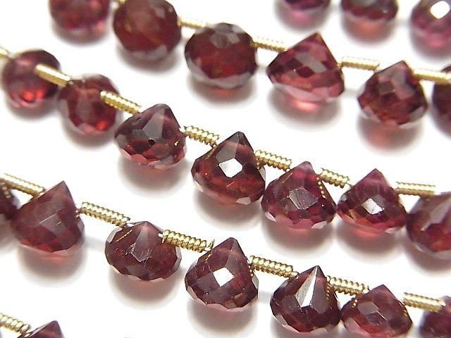【動画】宝石質モザンビークガーネットAAA オニオン ブリオレットカット 1連(約19cm)の画像