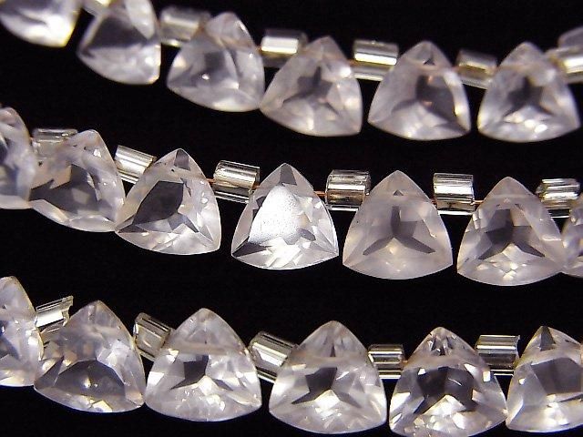 【動画】宝石質ローズクォーツAAA トライアングルファセットカット6×6mm 1連(28粒)の画像