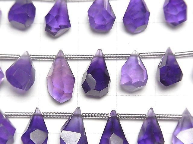 【動画】宝石質アメジストAAA ラフドロップ ブリオレットカット 半連/1連(約18cm) サムネイル2