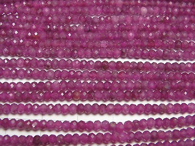 【動画】【素晴らしい輝き】ルビーAA+ ボタンカット3×3×2mm 1連(約37cm) サムネイル2