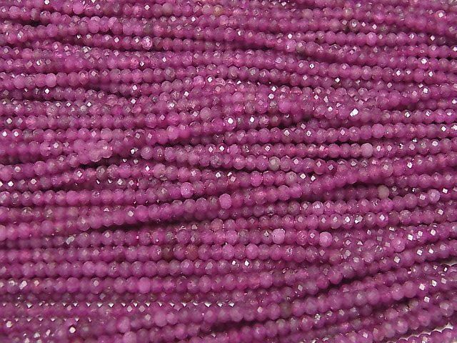 【動画】【素晴らしい輝き】ルビーAA+ ボタンカット3×3×2mm 1連(約37cm) サムネイル3