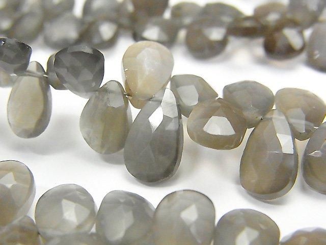 【動画】宝石質グレームーンストーンAA++ ペアシェイプ ブリオレットカット 半連/1連(約18cm)の画像
