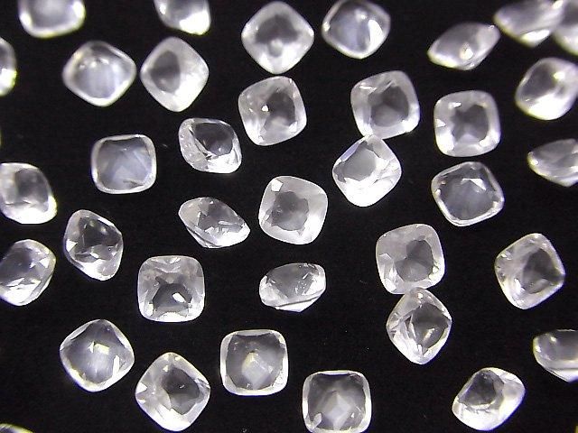 【動画】宝石質ローズクォーツAAA ルース スクエアファセットカット4×4mm 10粒の画像