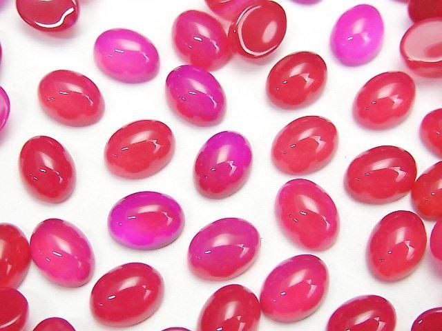 【動画】フューシャピンクカルセドニーAAA オーバル カボション8×6mm 5個の画像