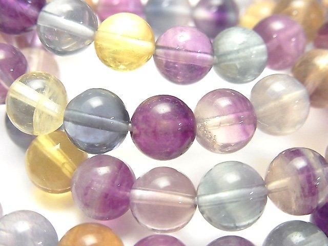 動画】マルチカラーフローライトAA++ ラウンド8mm 1連(ブレス