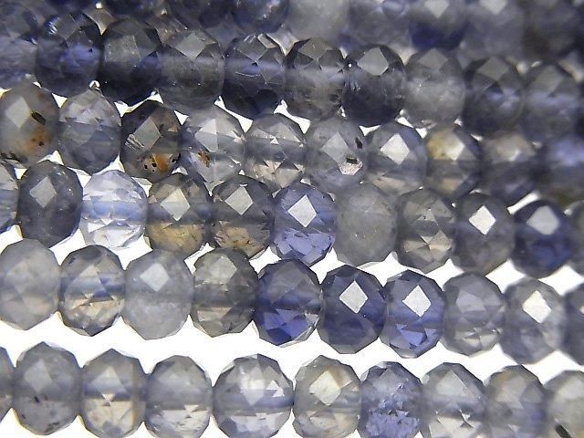 【動画】【素晴らしい輝き】アイオライトAA++ ボタンカット6×6×4mm 半連/1連(約37cm)の画像