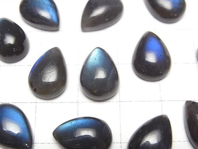 【動画】宝石質ブラックラブラドライトAAA- ペアシェイプ カボション14×10mm 2個 サムネイル2