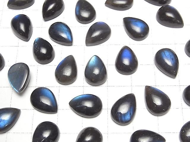 【動画】宝石質ブラックラブラドライトAAA- ペアシェイプ カボション14×10mm 2個 サムネイル3