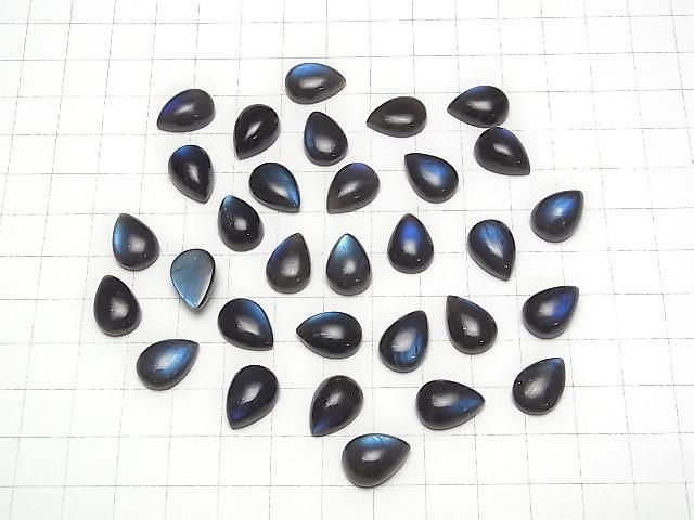 【動画】宝石質ブラックラブラドライトAAA- ペアシェイプ カボション14×10mm 2個 サムネイル4