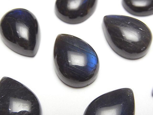 【動画】宝石質ブラックラブラドライトAA++ ペアシェイプ カボション18×13mm 1個の画像