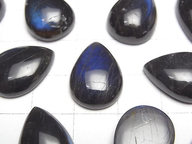 【動画】宝石質ブラックラブラドライトAA++ ペアシェイプ カボション18×13mm 1個 サムネイル2