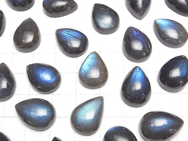 【動画】宝石質ブラックラブラドライトAAA- ペアシェイプ カボション18×13mm 1個 サムネイル3
