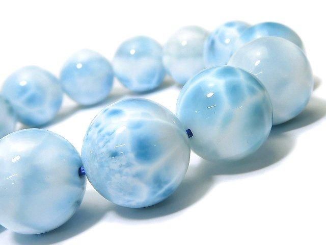 【動画】【1点もの】高品質ラリマーAAA ラウンド15.5mm 1連(ブレス) NO.322の画像