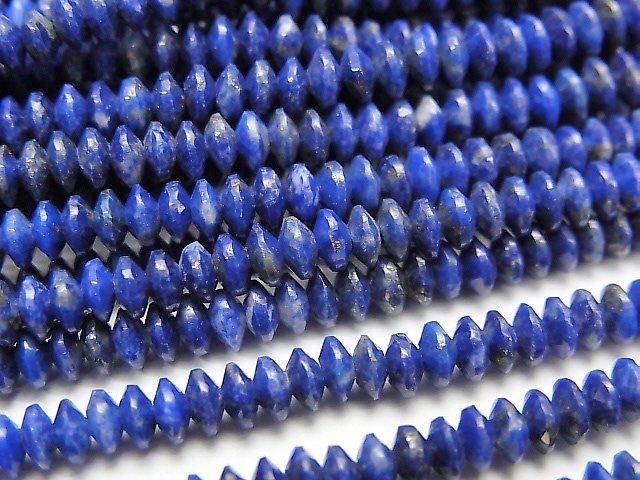 【動画】【素晴らしい輝き】ラピスラズリAA++ ソロバンカット3×3×1.5mm 1連(約37cm)の画像