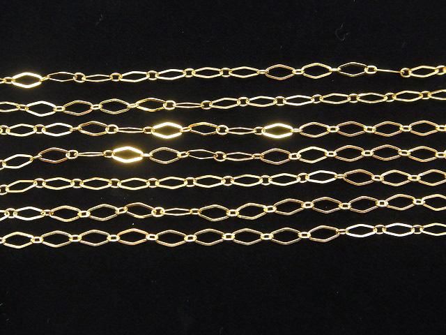 14KGF ダイヤモンドシェイプ(ロングアンドショート)チェーン 5.5×2.6mm 10センチ サムネイル4
