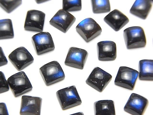 【動画】宝石質ブラックラブラドライトAAA- スクエア カボション5×5mm 10個の画像