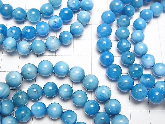 【動画】マダガスカル産ブルーアパタイトAA+ ラウンド8mm 1連(ブレス) サムネイル3