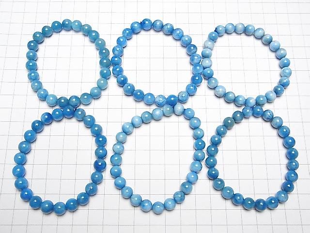 【動画】マダガスカル産ブルーアパタイトAA+ ラウンド8mm 1連(ブレス) サムネイル4