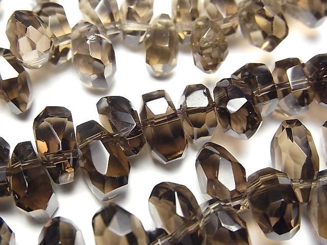 【動画】スモーキークォーツAAA タンブルカット クレオ穴 【Mサイズ】 1/4連~1連(約38cm)の画像