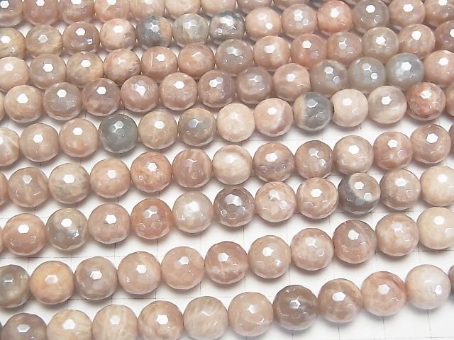 【動画】ブラウンムーンストーンAA++ 128面ラウンドカット10mm コーティング 半連/1連(約35cm) サムネイル3